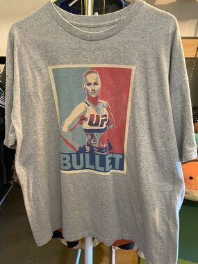 UFC Bullet - Valentina Shevchenko Gray Short Sleeve Tee with Red & Blue Graphic